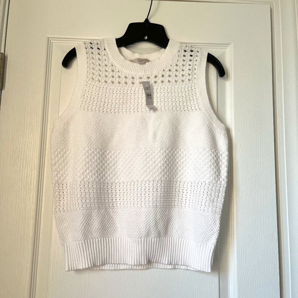 New Women's Loft White 100% Cotton Vest Size L